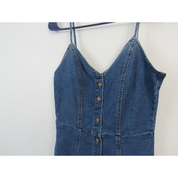 Divided Size 4 Denim Romper Button Front V Neck Sleeveless Tank Jumper - Picture 2 of 4